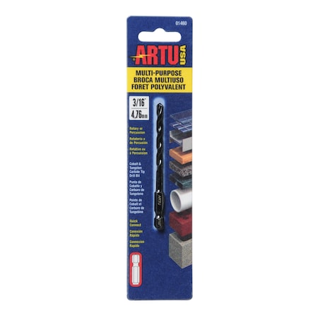 Artu Multi-Purpose Bit, Quick Connect, 3/16" 01460